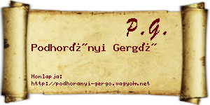 Podhorányi Gergő névjegykártya